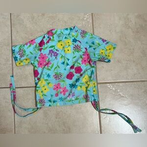 I PLAY Floral Kids Swim Shirt - Blue, Pink, Yellow